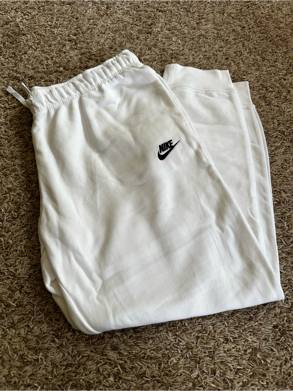 Nike Womens White Jogger Sweatpants with Black Logo
